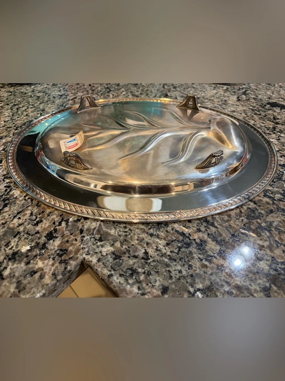 Vtg International Silver Tree Of Life Footed Silver Plated Platter 16.25” X 12”